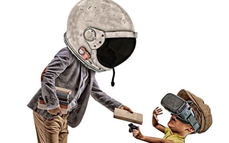 Illustration af barn og voksen